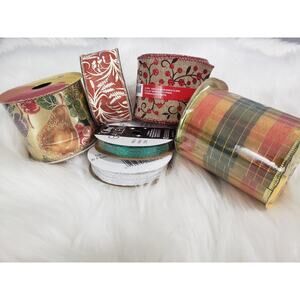 6 Craft Ribbon Lot Offray Thanksgiving Fall‎ Autumn Christmas Holiday Wire